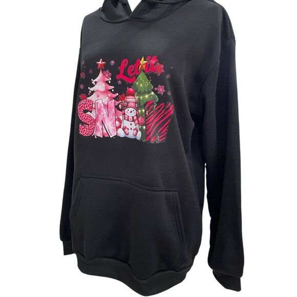 Let It Snow Hoodie XL Black Christmas Fleece Coquette Soft Girl Winter Holiday - Picture 7 of 8